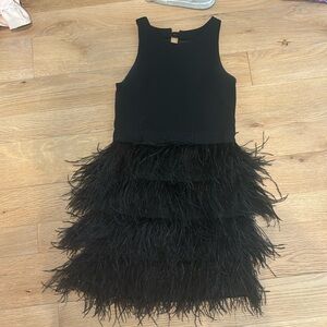 Elegant Black Feathered Kids Dress